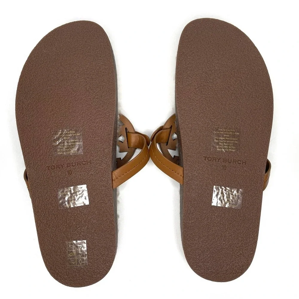 Tory Burch Miller Cloud Shearling Sandals Brown Color Size 10 - Picture 8 of 11